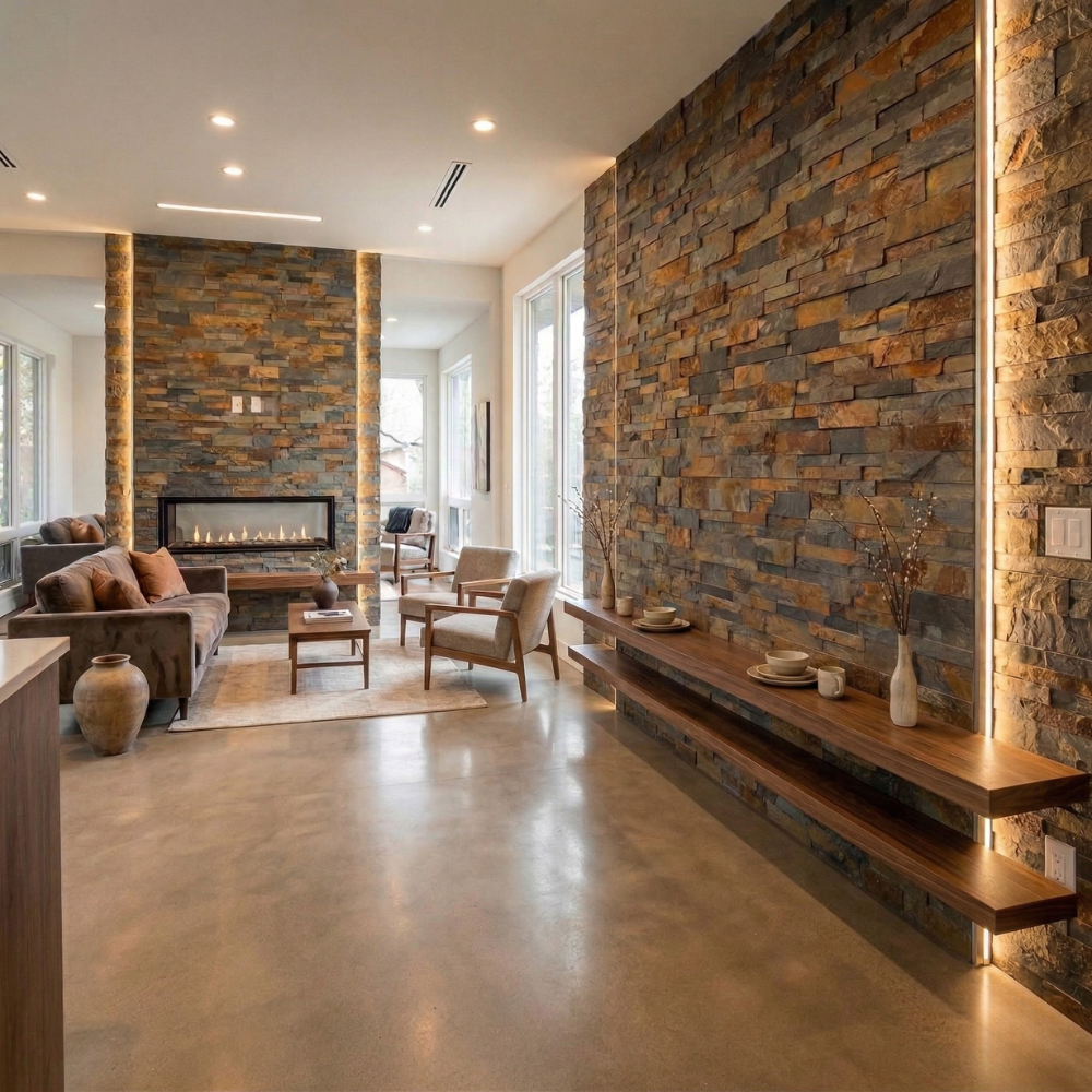 自然美をそのまま楽しめるレッジストーンの壁用パネル