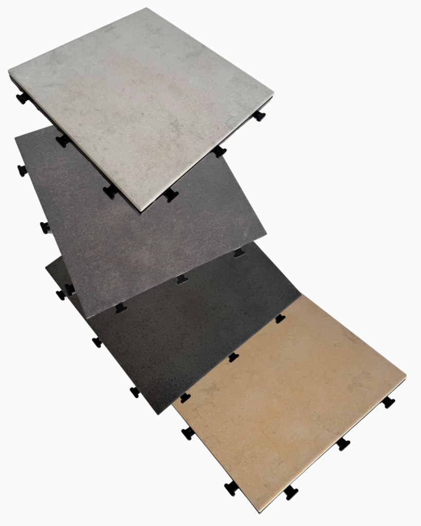 本物のタイルを使ったジョイントタイル。シックな色展開4カラーから選べるベランダ用タイル。