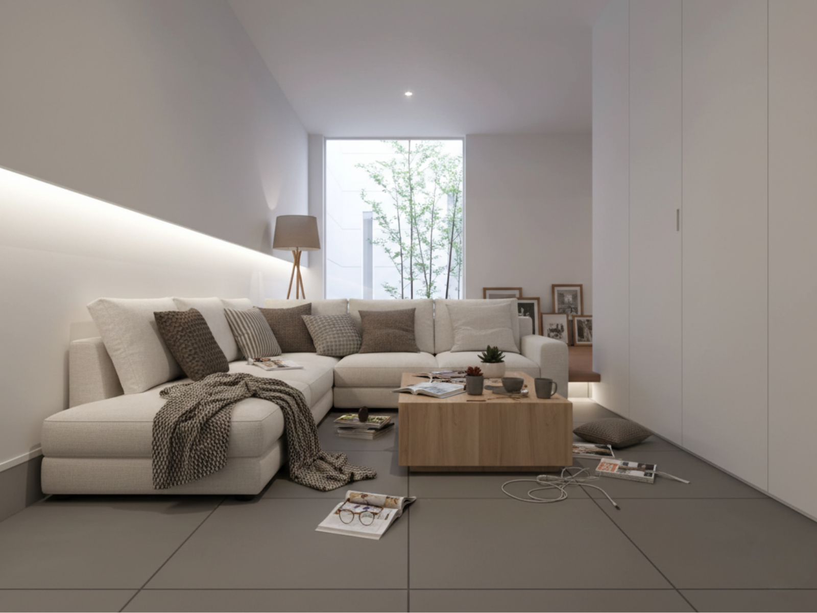 グレーのナチュラルなコンクリート調床タイル