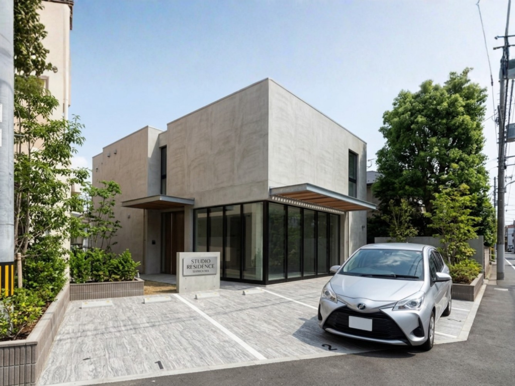 グレー系タイルの駐車場外構