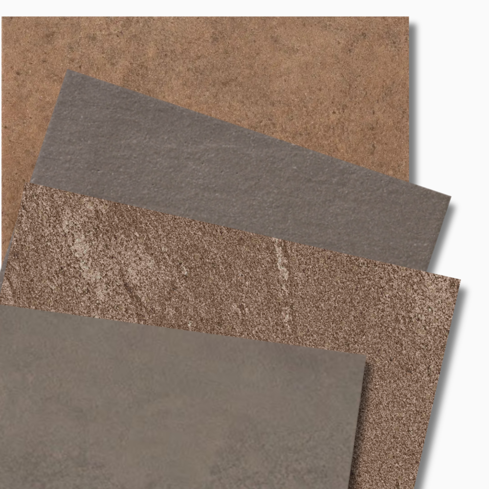 ブラウンの玄関タイル