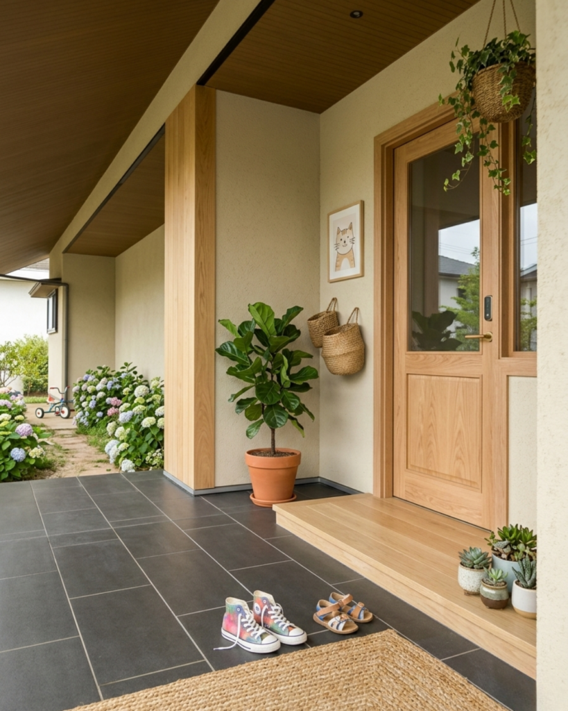 玄関タイル グレー ダークグレー モダン