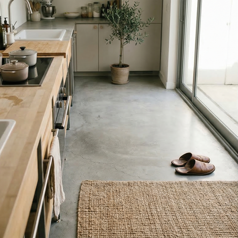 メンテナンスをしても汚れやすいコンクリートのキッチン床