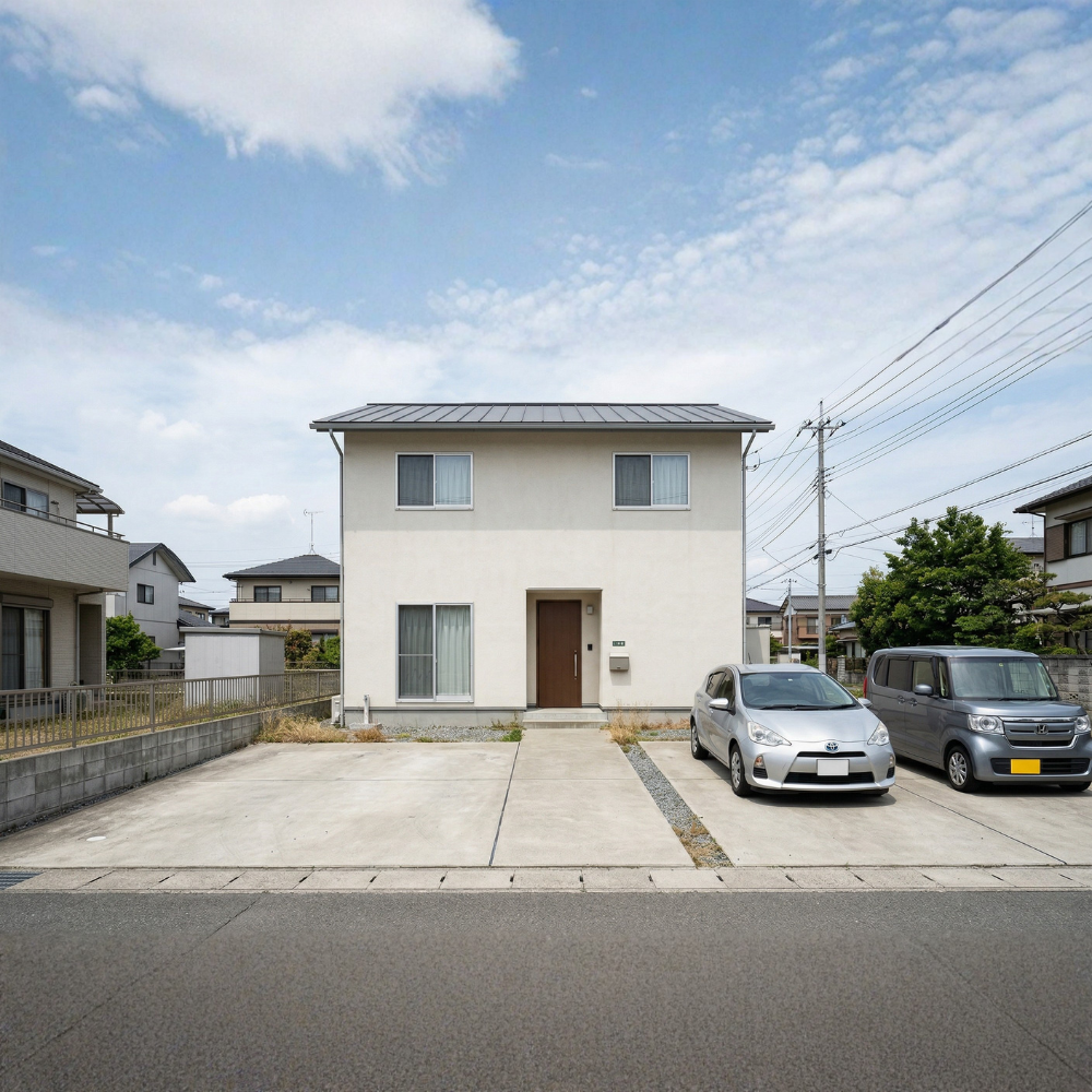 無機質なコンクリート駐車場