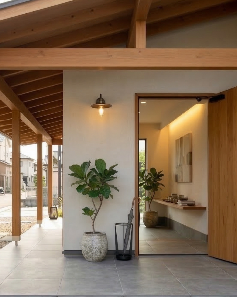 コンクリート調タイルの玄関