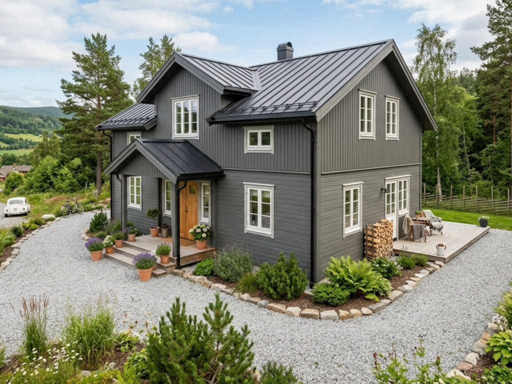 防犯と防草の砂利敷き外構実例