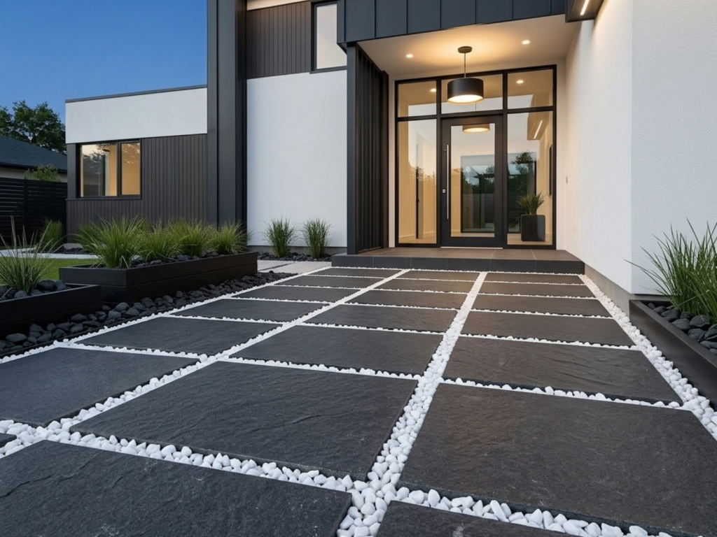 タイルの目地代わりに使用した砂利