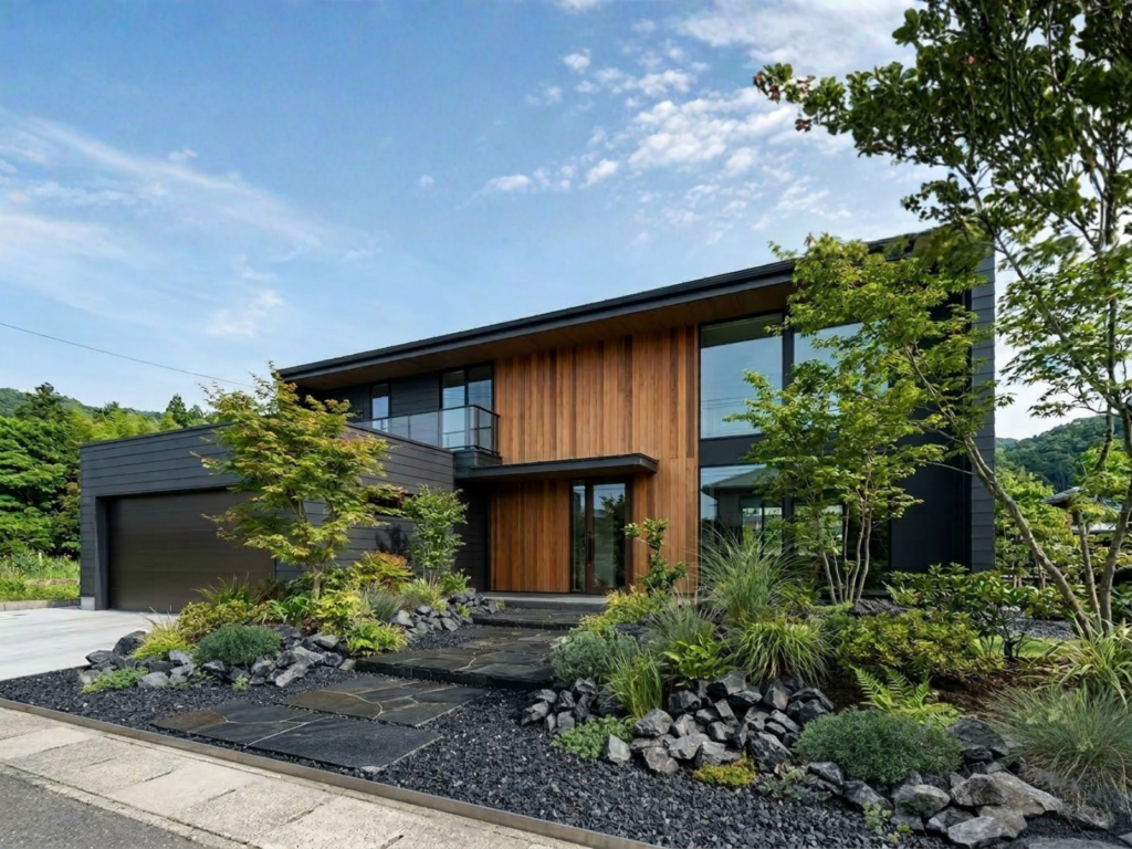 玄関前に作られたロックガーデン