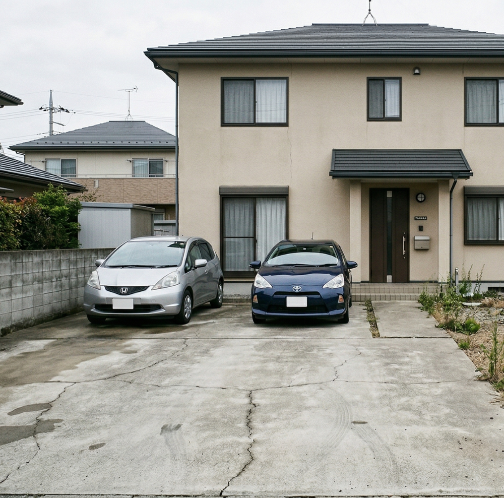 低予算で殺風景なコンクリート駐車場