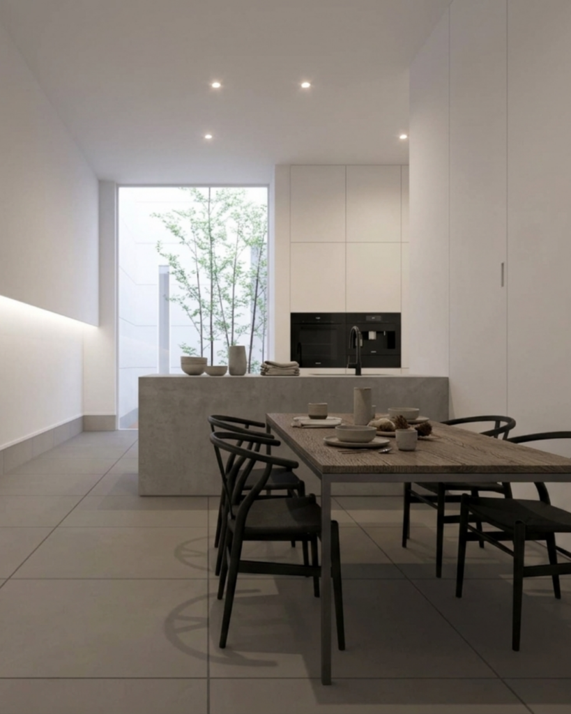 コンクリート調タイルのキッチン