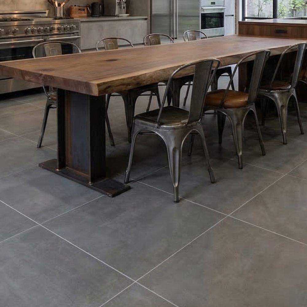 コンクリート調大判タイルのキッチン