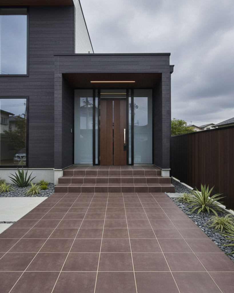 赤茶系玄関タイル