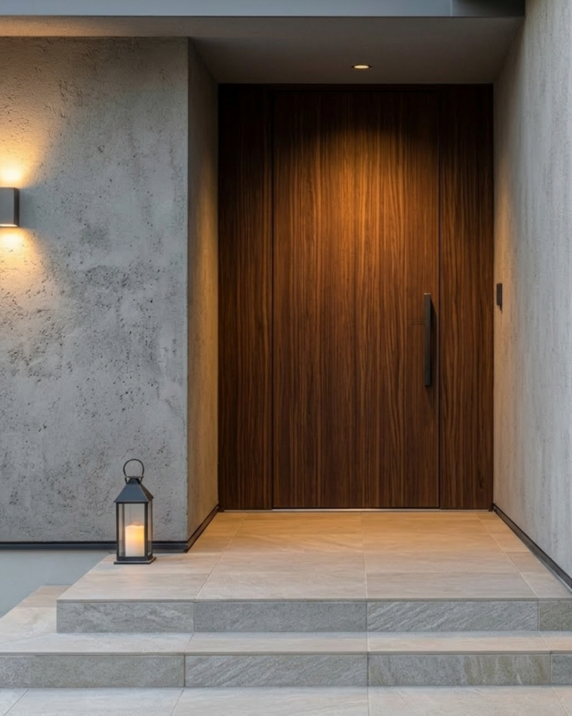 グレーとベージュの中間色のグレージュを使った玄関