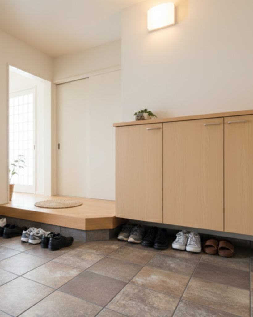 アンティーク調テラコッタのブラウン系玄関タイル