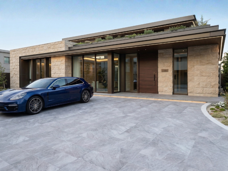 石目模様が高級感ある駐車場タイル