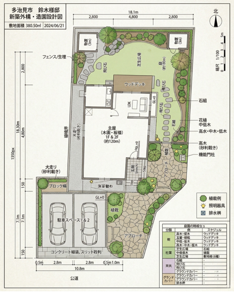 外構の造園設計図