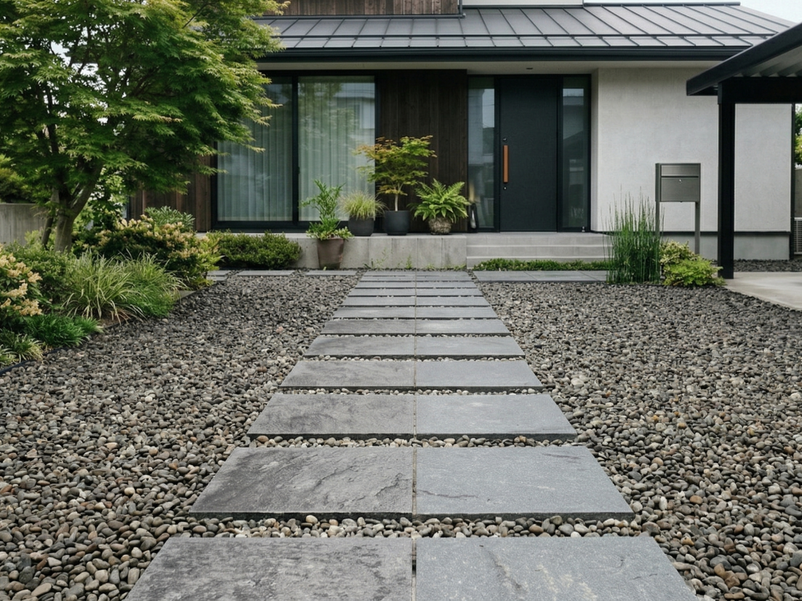 敷石を設置して歩きやすくなった庭