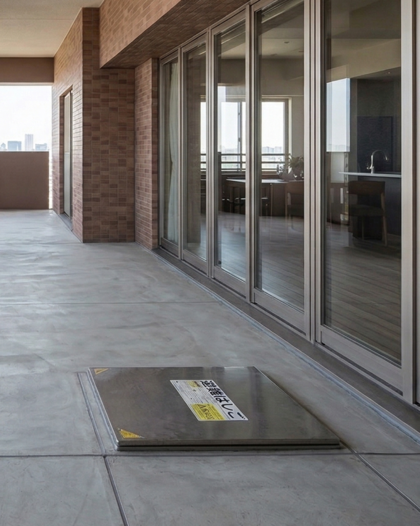 非難ハシゴのあるベランダ