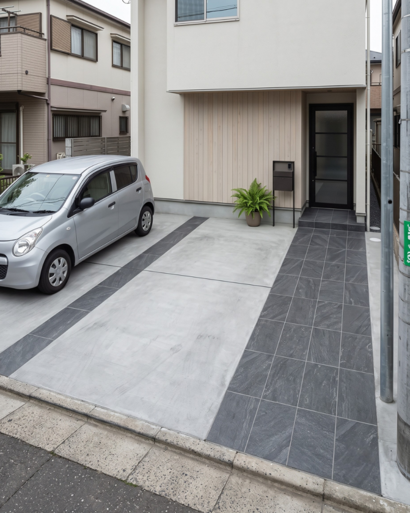 シンプルな駐車場タイル