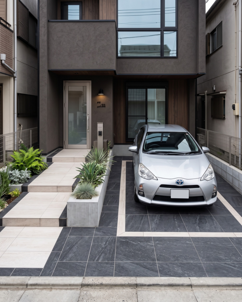 シンプルなグレートアイボリーの駐車場タイル
