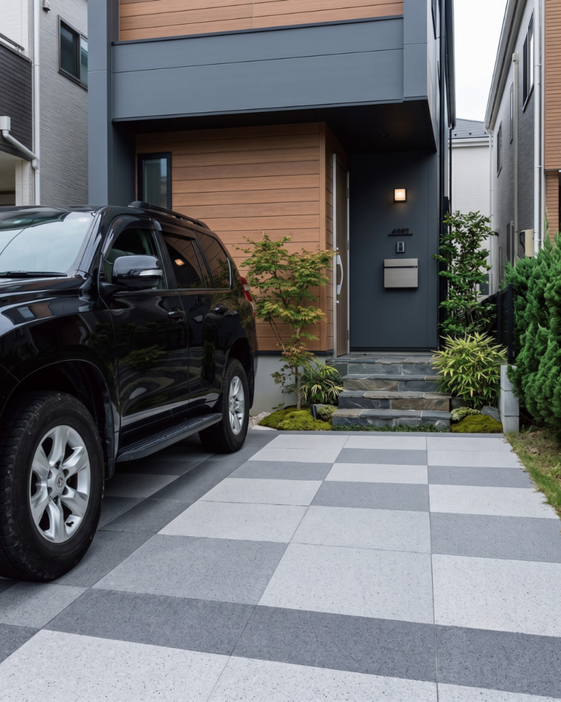 グレーのグラデーションが美しい駐車場用タイル