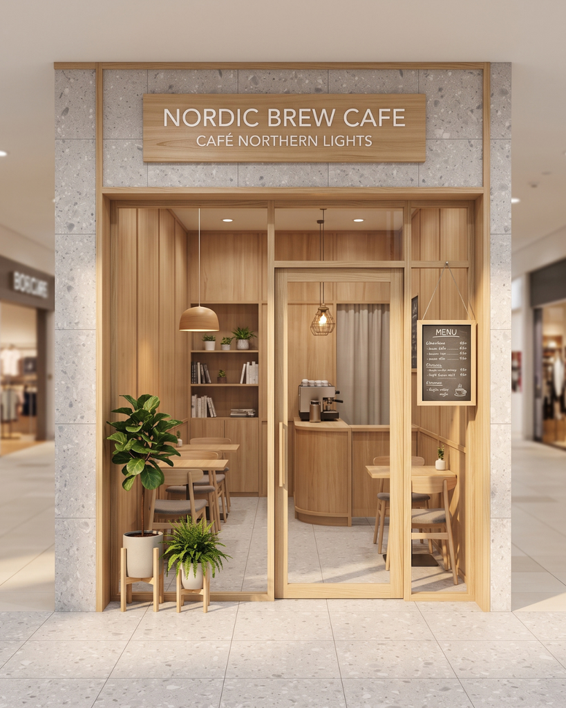 ナチュラルなカフェ店舗のファサード