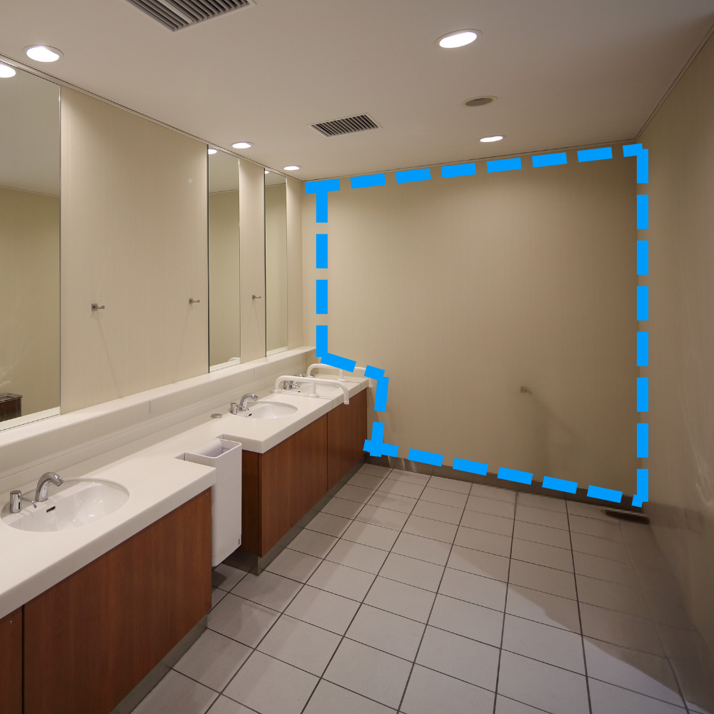 オフィスのトイレや洗面などに取り入れるアクセントウォールを設置する場所