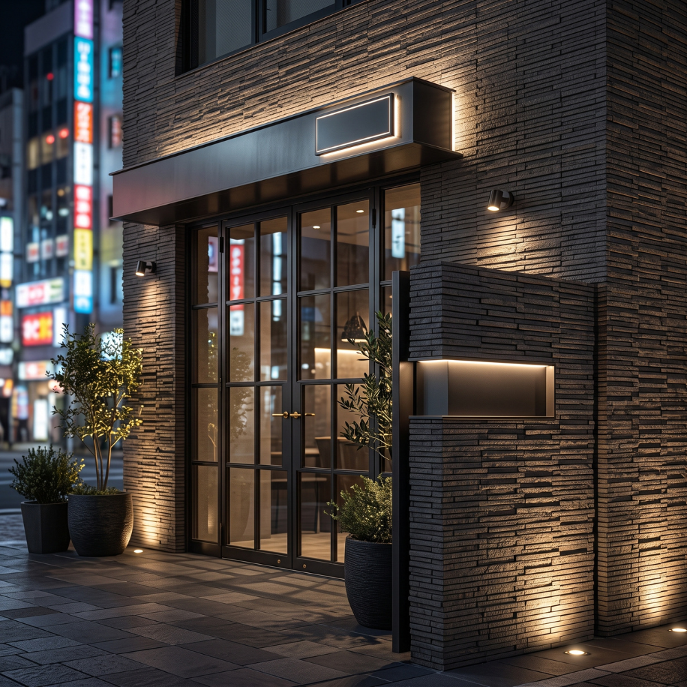 夜の店舗ファサード