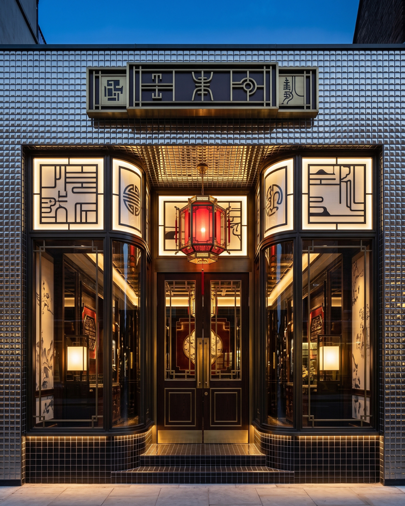 派手な高級感ある店舗のファサード