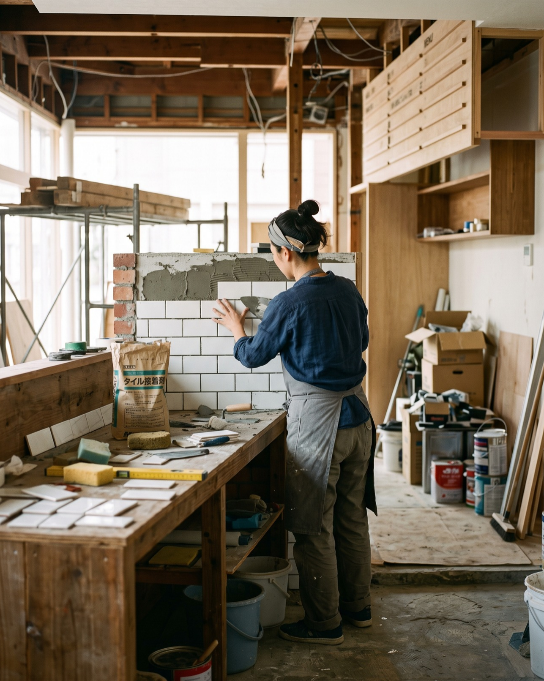 DIYで店舗を作る女性