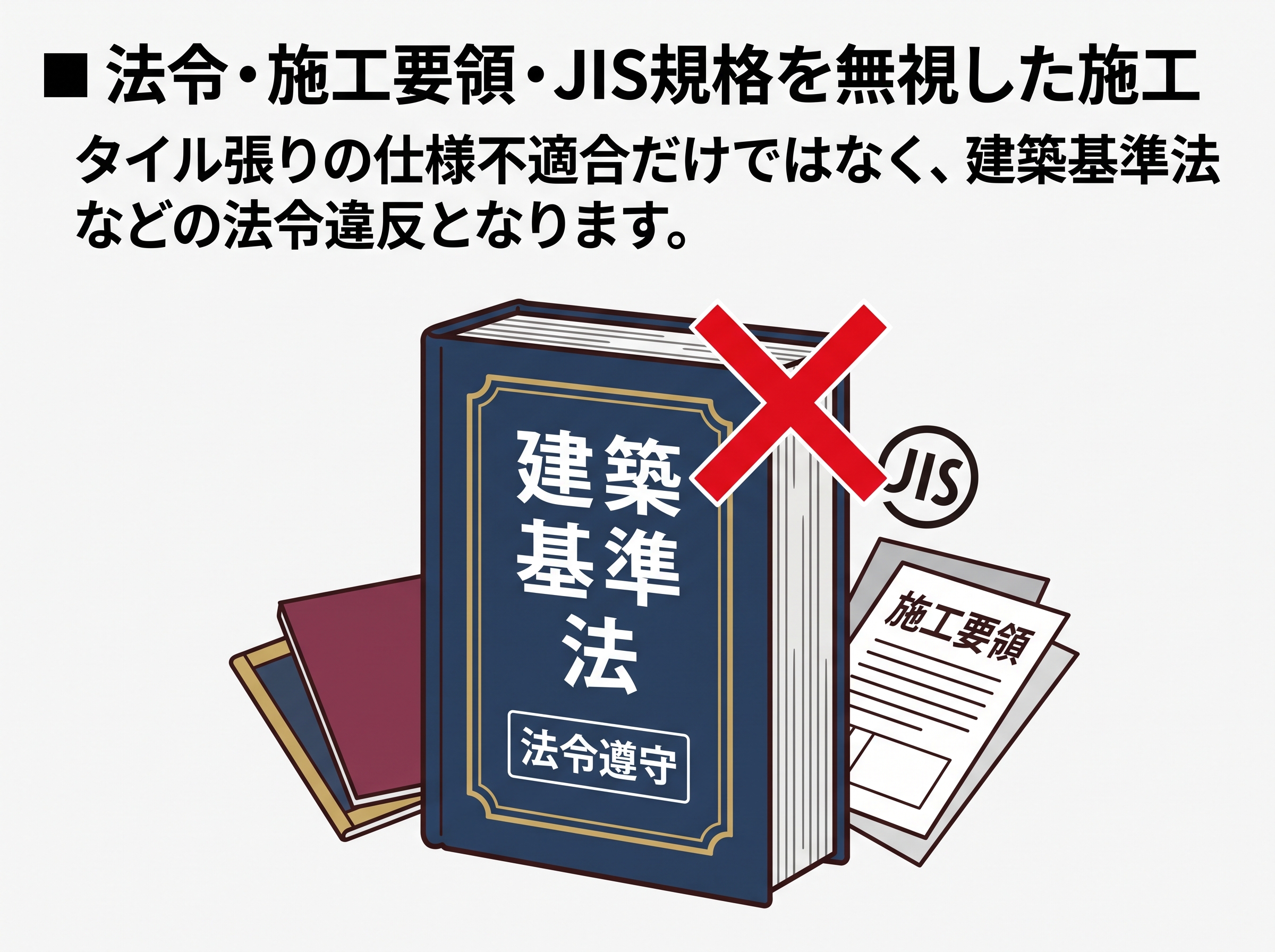 法令・施工要領・JIS規格を無視した施工は禁止