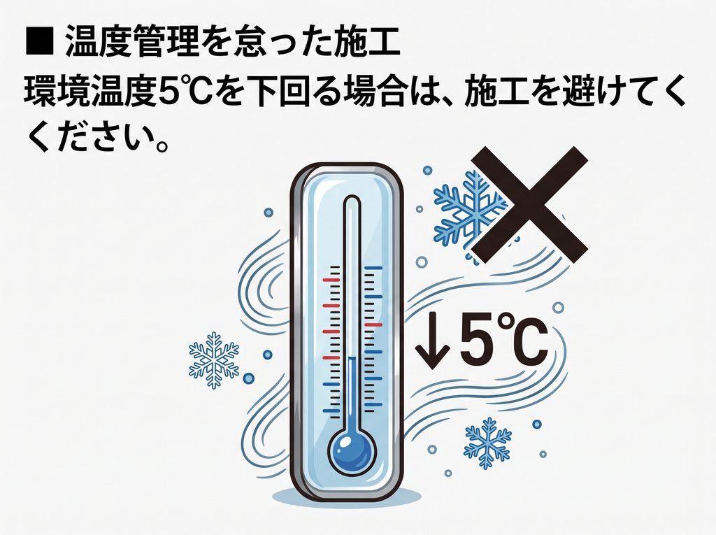 温度管理を怠った施工は禁止